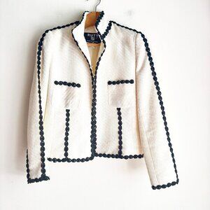 Ruty Paris White Black Trim Cropped Blazer 8